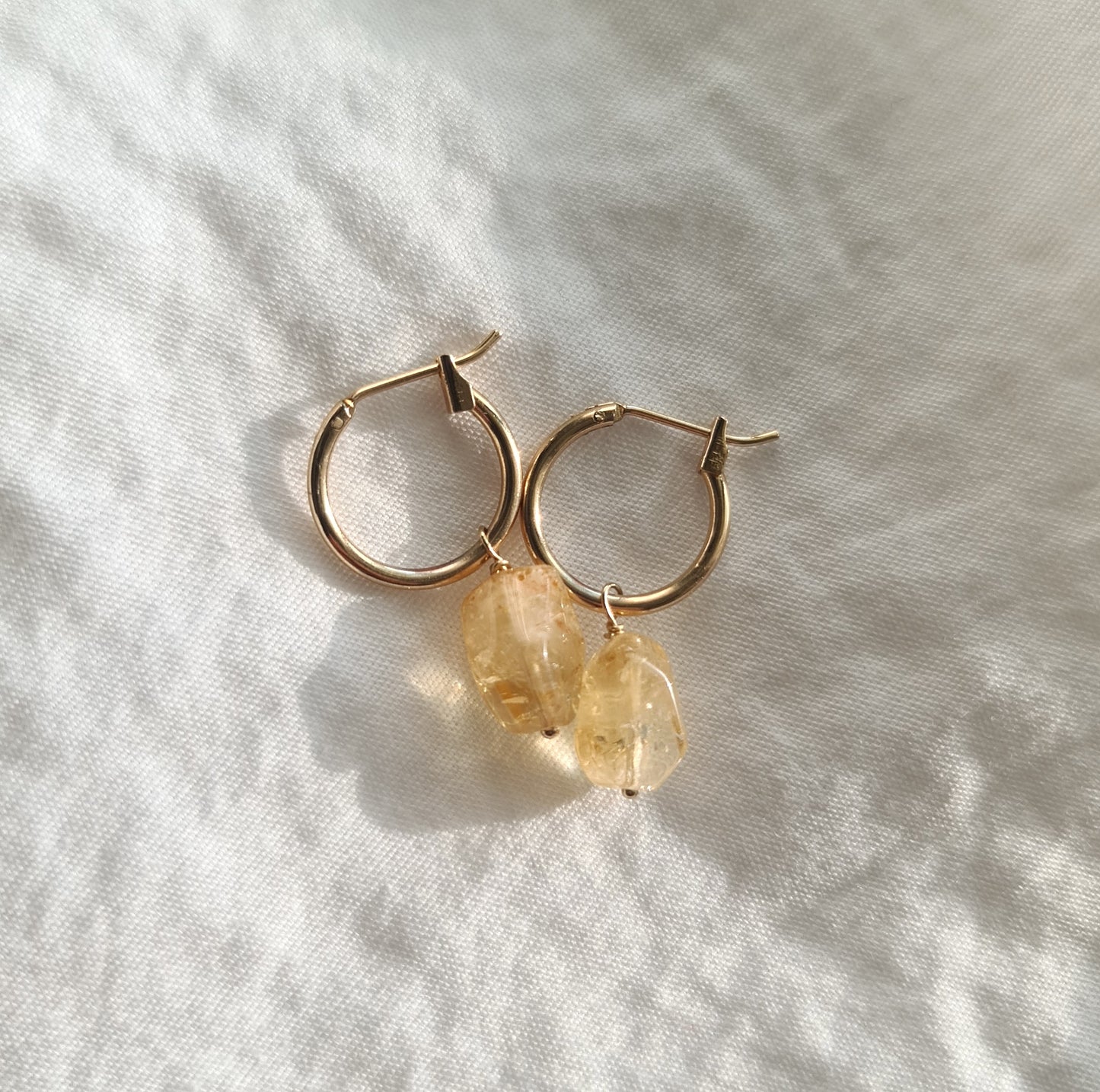 Citrine Hoops - Gold-filled hypoallergenic wire